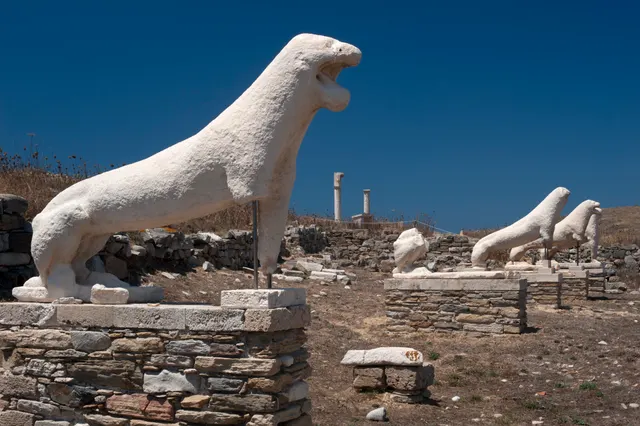 The Terrace of the Lions overlooking the archaeological remains on Delos